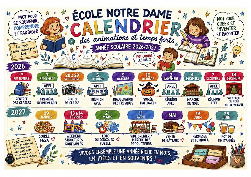 Calendrier évènements APEL Notre-Dame Landemont